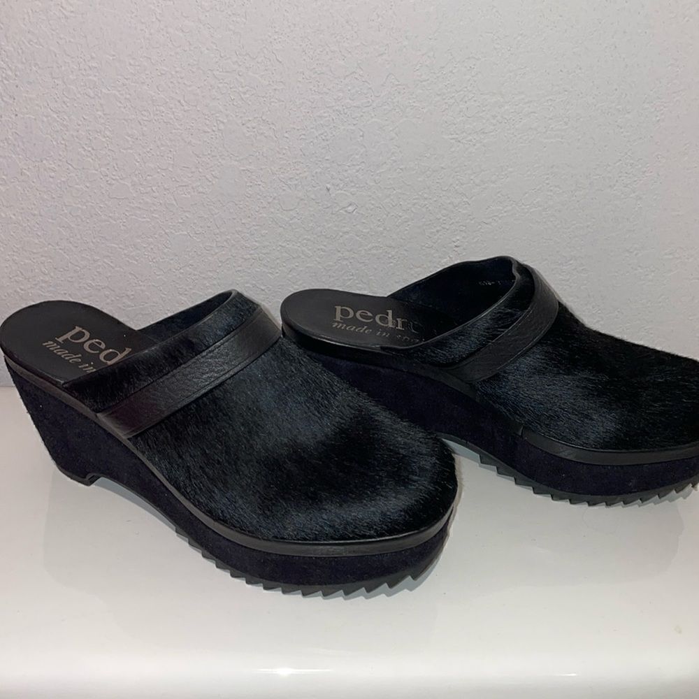 NWOT Pedro Garcia Chunky Platform Calf Hair Clogs